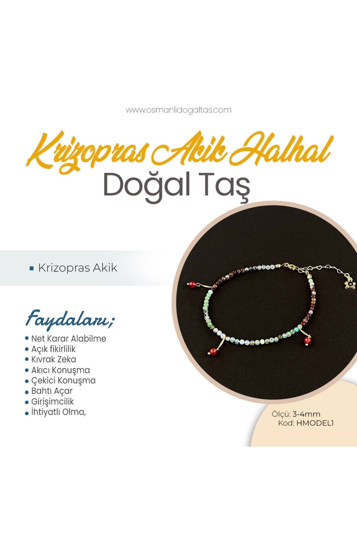Sertifikalı Krizopras, Akik Doğaltaş Halhal 3-4 Mm, B948
