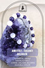 Sertifikalı Doğal Taş Bileklik - Ametist-selenit