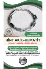 SERTİFİKALI Akik-Hematit Doğal Taş Makrome Ayarlanabilir Bileklik No:3