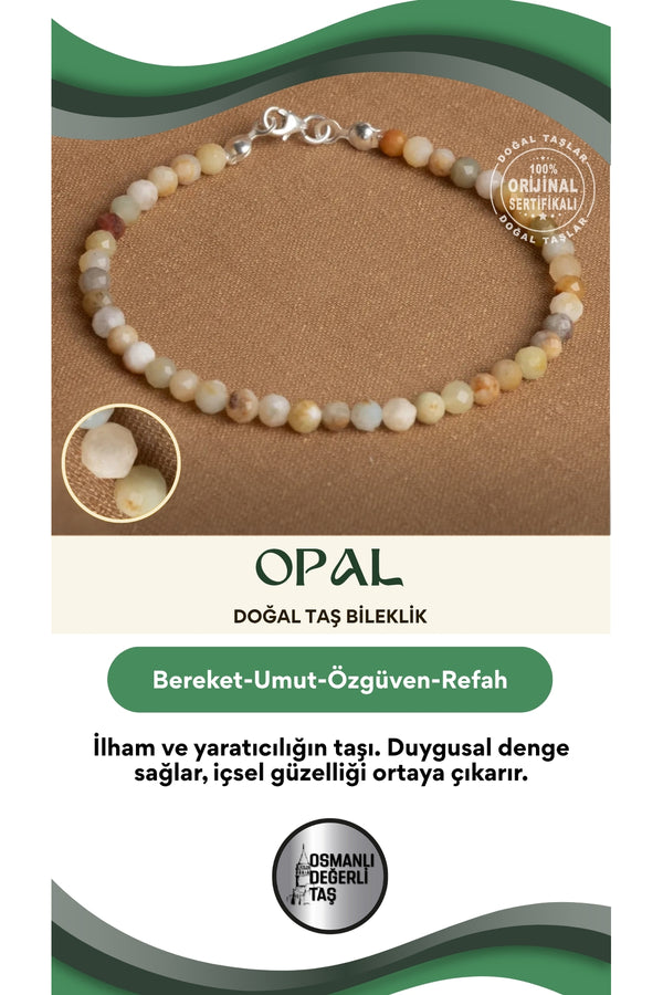 Sertifikalı Opal Doğal Taş Bileklik – Renklerin Dengesi ve Zarafeti