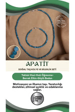 Sertifikalı Apatit Doğal Taş Kolyeli Bileklik Seti – Berrak Zihin ve İfade Gücü