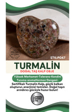 Sertifikalı Turmalin Doğal Taş Kalp Obje No:2 P047