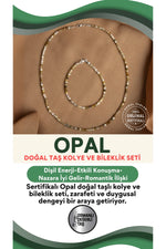Sertifikalı Opal Doğal Taşlı Kolye ve Bileklik Seti
