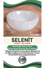 Sertifikalı Selenit Doğal Taş Yuvarlak Tabak No:1 P055