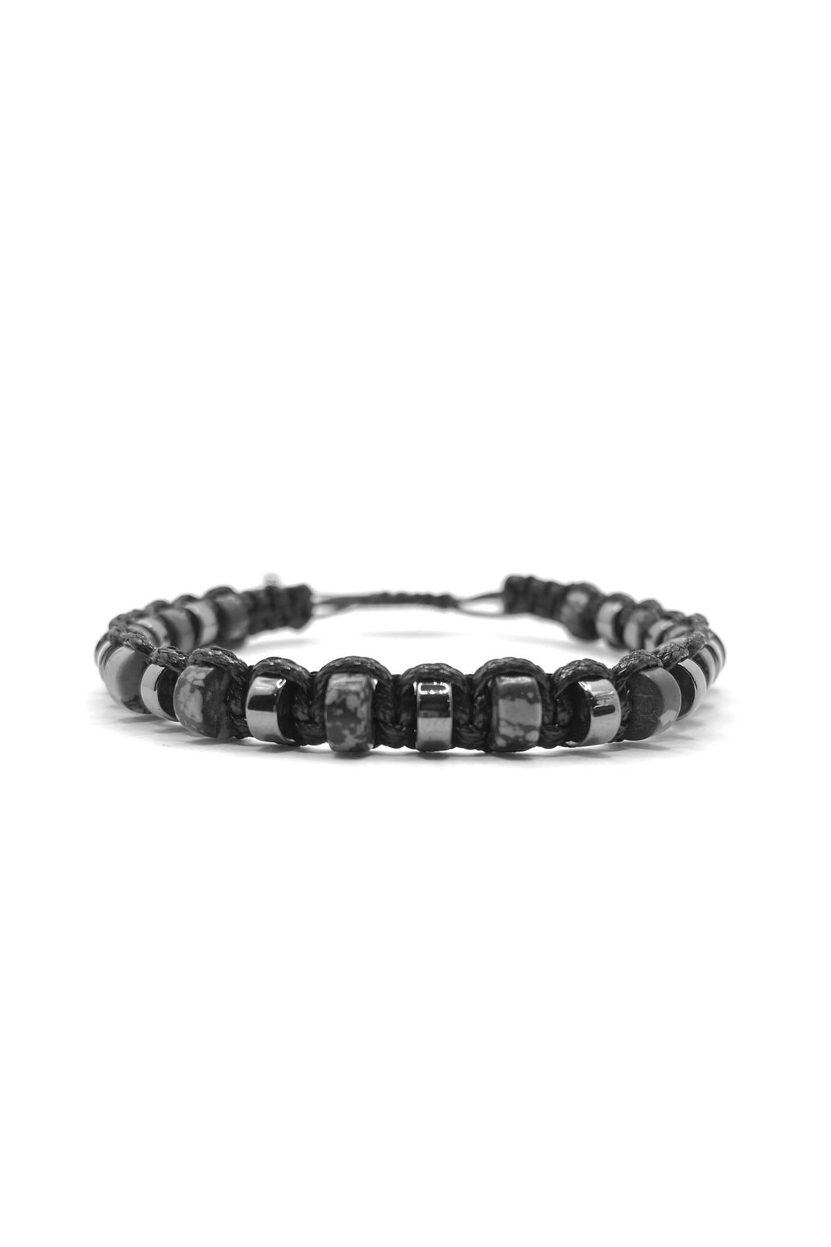 Erkek Bilekliği Orijinal Hakiki Sertifikalı Karlı Obsidyen - Hematit İpli Doğal Taş Bileklik 6mm