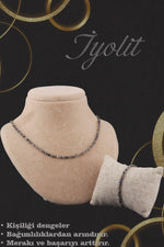 Iyolit Taşı Kolye Bileklik Takım 4 mm