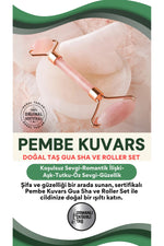 Sertifikalı Pembe Kuvars Gua Sha Ve Roller Set - Birinci Sınıf (sertifikalı)