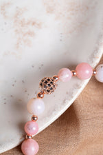 SERTİFİKALI Pembe Opal-Hematit Doğal Taş Bileklik 6-8 mm