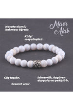 Sertifikalı Mavi Akik Taşı Doğal Taş Bileklik - 7 Mm