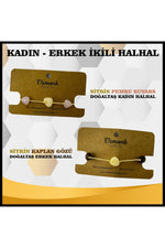 Sitrin, Pembe Kuvars Ve Kaplan Gözü Doğaltaş Kadın, Erkek Ikili Halhal Ts033