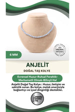 Sertifikalı Anjelit Doğaltaş Kolye 6 Mm, M557