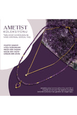Sertifikalı Ametist Doğal Taşlı 2'li Gümüş Tasarım Kolye