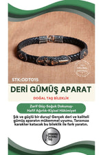 Sertifikalı Deri Gümüş Aparatlı Doğal Taş Bileklik ODT015