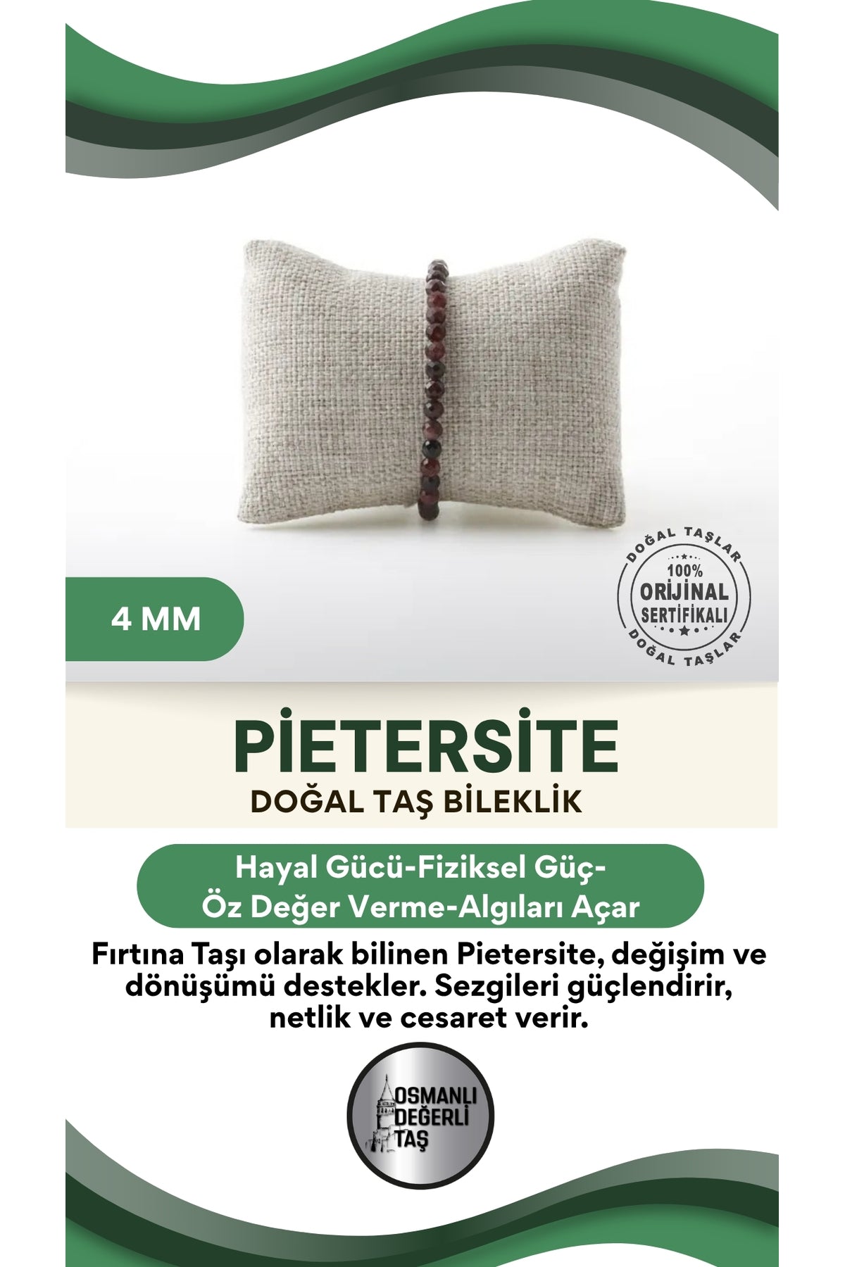 Sertifikalı Pietersite Doğaltaş Bileklik 4 Mm, B971