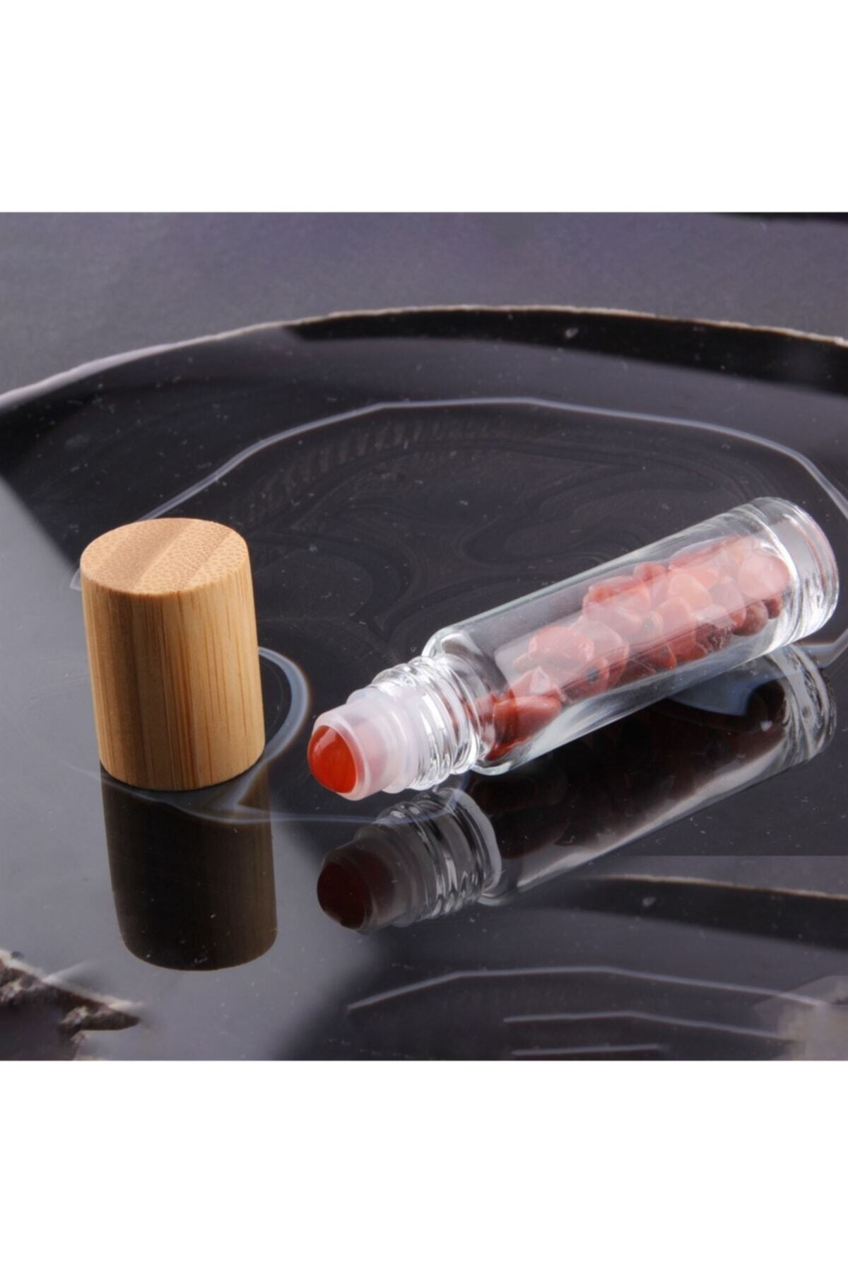Sertifikalı Akik Taşı Doğal Taş Yüz Ve Cilt Esans Ve Yağ Şişesi- 10 Ml, 8 Cm Bambu Kapak