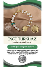 Inci-turkuaz Doğal Taş Gümüş Midye Bileklik