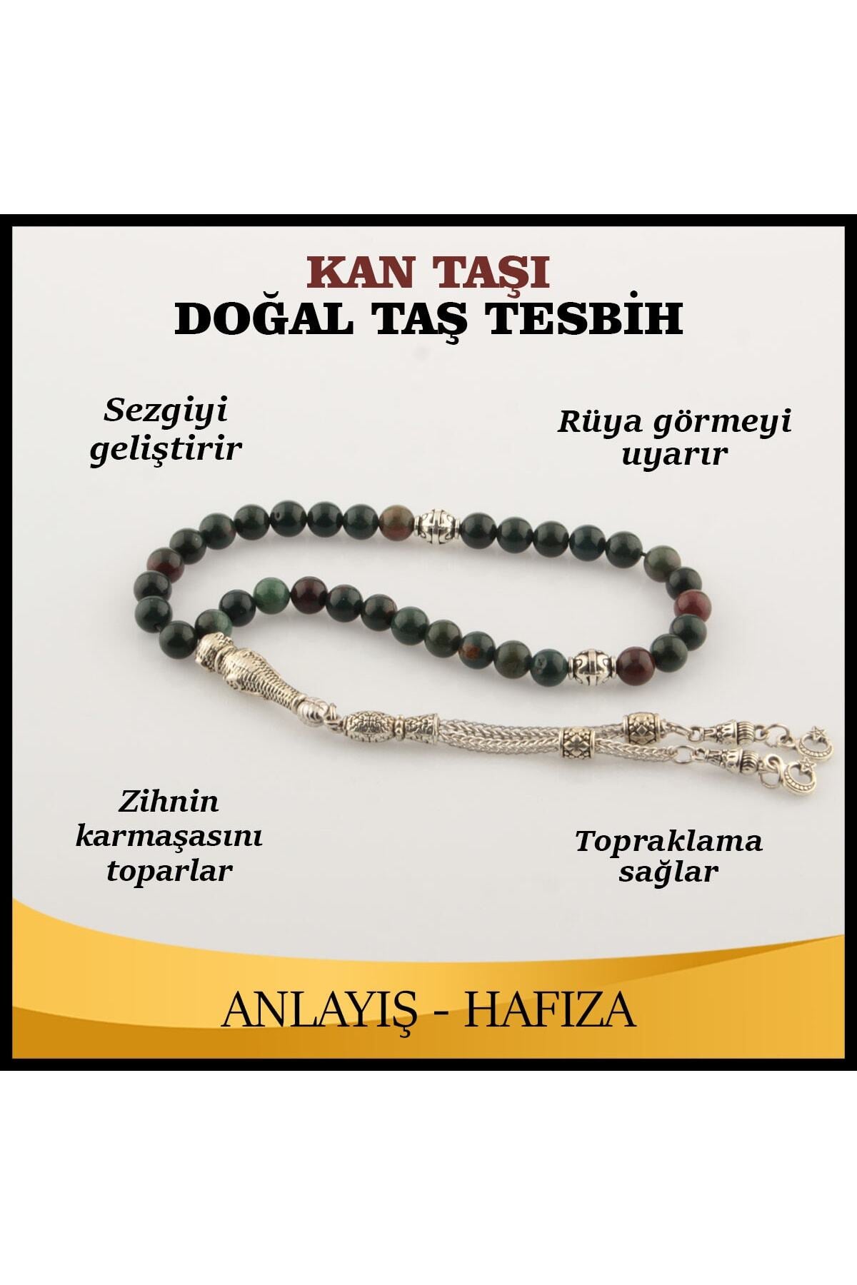 Sertifikalı Kan Taşı Doğal Taş Tesbih 6 Mm, T195