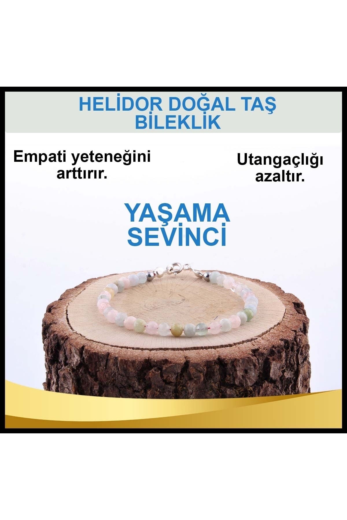 Sertifikalı Helidor Doğal Taş Bileklik 3 Mm - B813