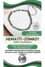 SERTİFİKALI Hematit Zümrüt Doğal Taş Makrome Bileklik