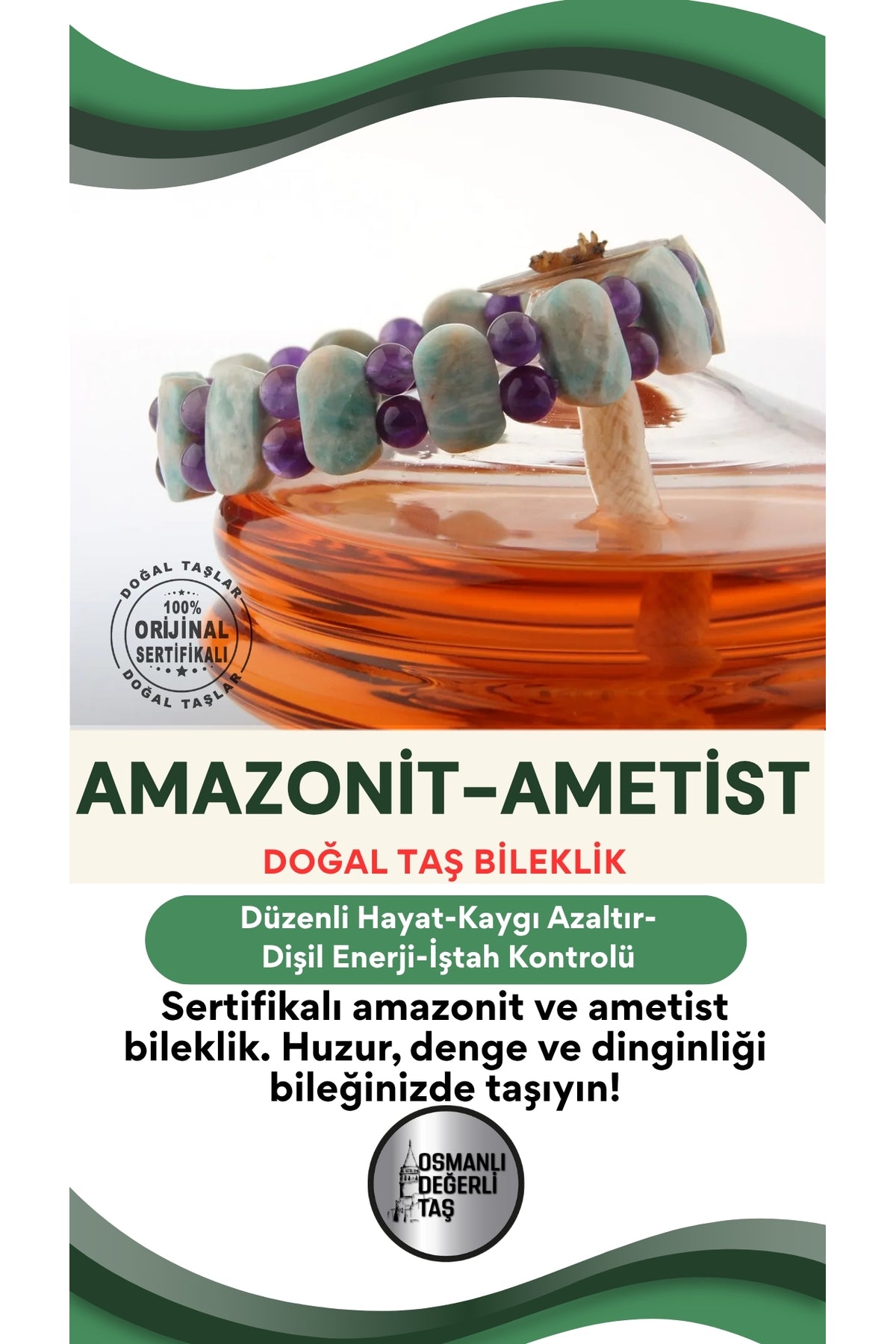 Sertifikalı Amazonit-ametist Roleks Bileklik