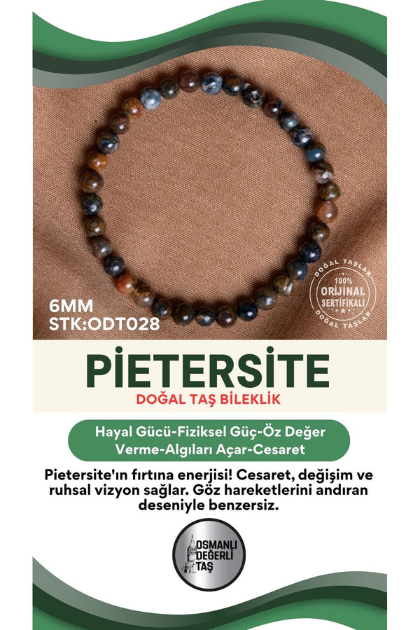 Sertifikalı Pietersite Doğal Taş Bileklik ODT028