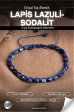 SERTİFİKALI Lapis Lazuli-Sodalit Doğal Taş Makrome Bileklik ODT224