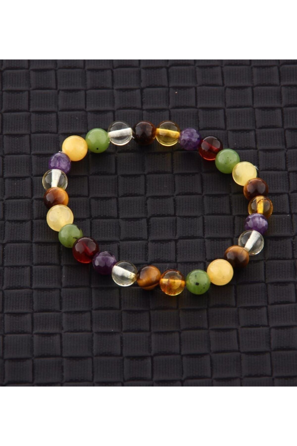 Sertifikalı Doğal Taş Bileklik - 6mm Kaplan Gözü,kehribar,yeşim,ametist