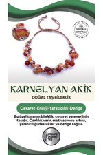 Karnelyan Akik Doğal Taş Merdiven Kapama Bileklik Özel Tasarım
