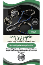 Sertifikalı Jasper, Lapis Lazuli Doğal Taşlı 33'lük Tesbih Ve Bileklik Takım