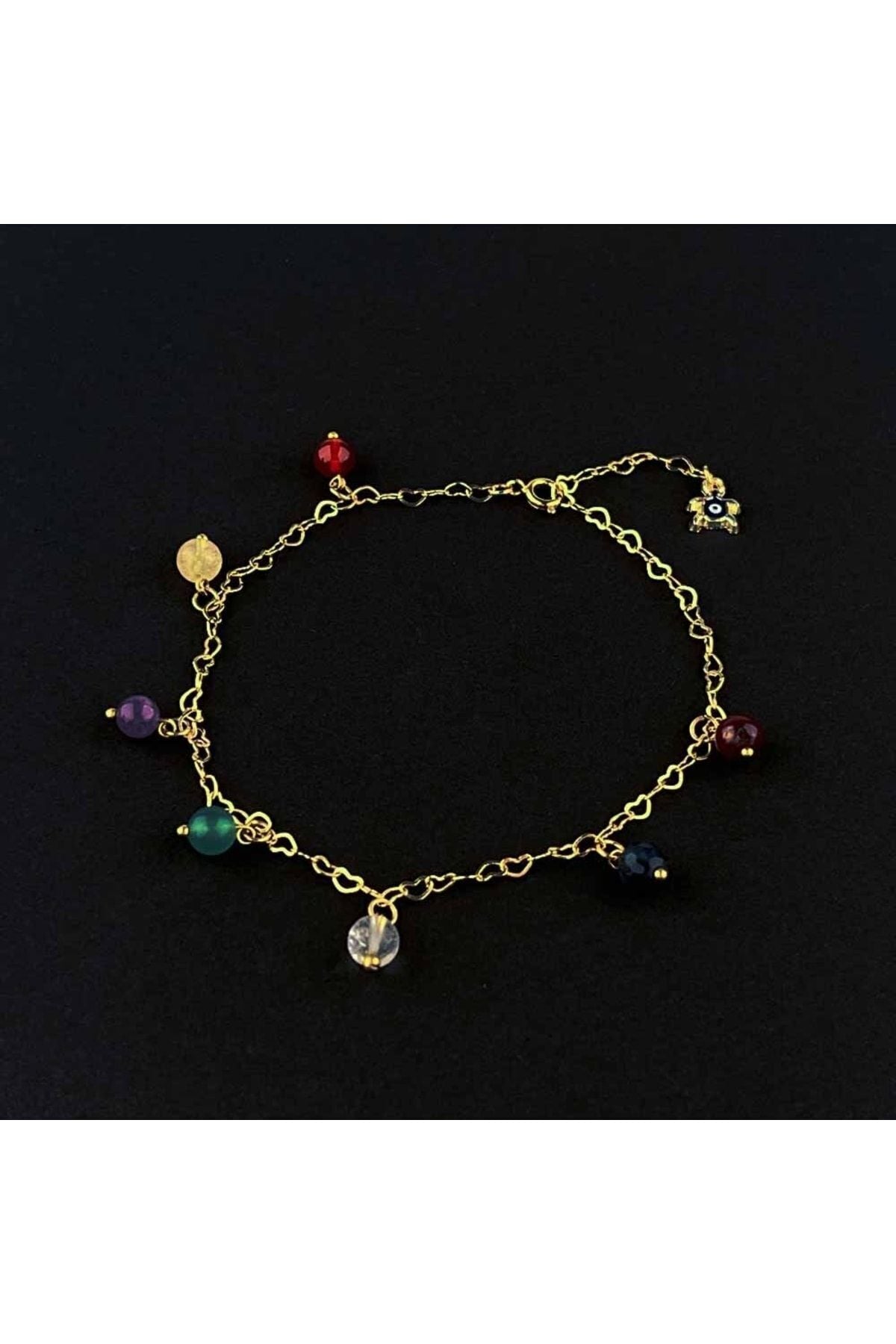Sitrin Ametist Aventurin Kristal Kuvars Dumortierit Akik Turmalin Doğaltaş Halhal