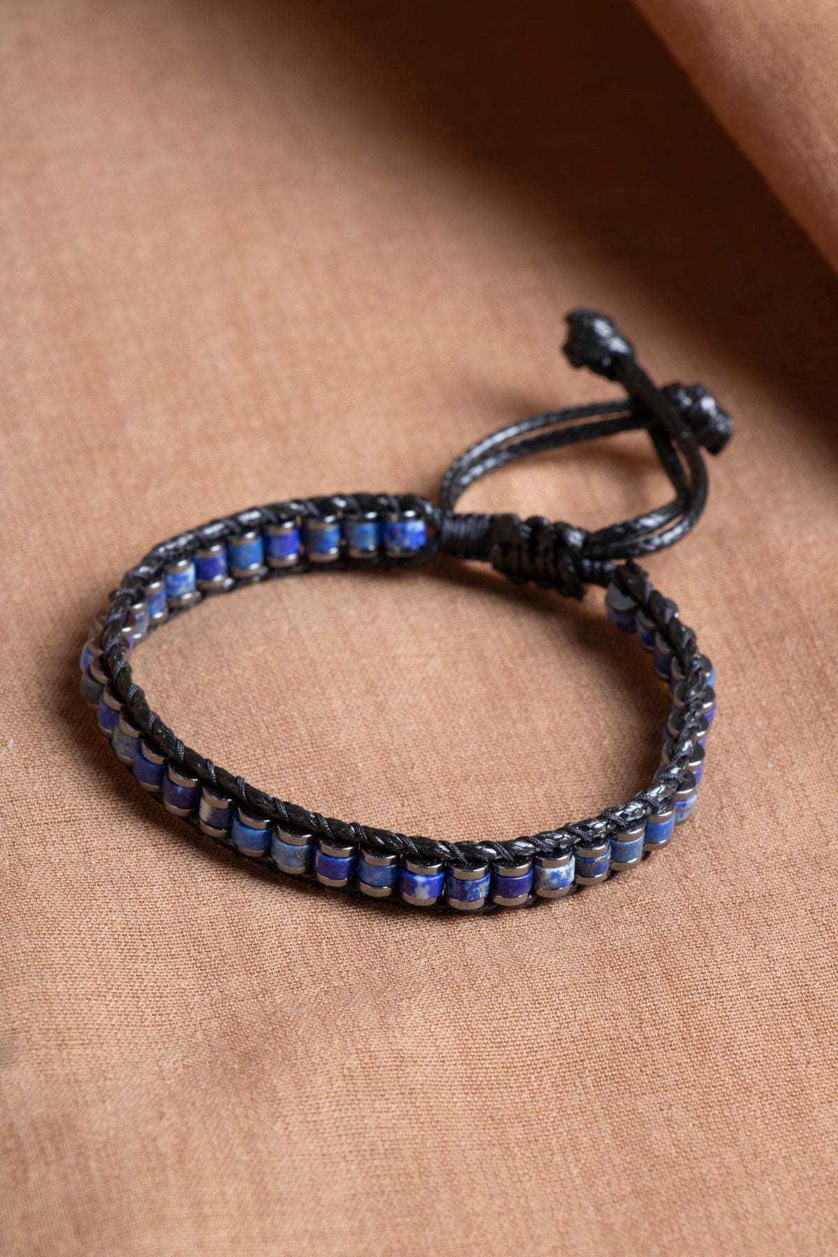 Sertifikalı Lapis Lazuli-Hematit Doğal Taş Makrome Bileklik ODT041
