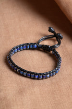 Sertifikalı Lapis Lazuli-Hematit Doğal Taş Makrome Bileklik ODT041