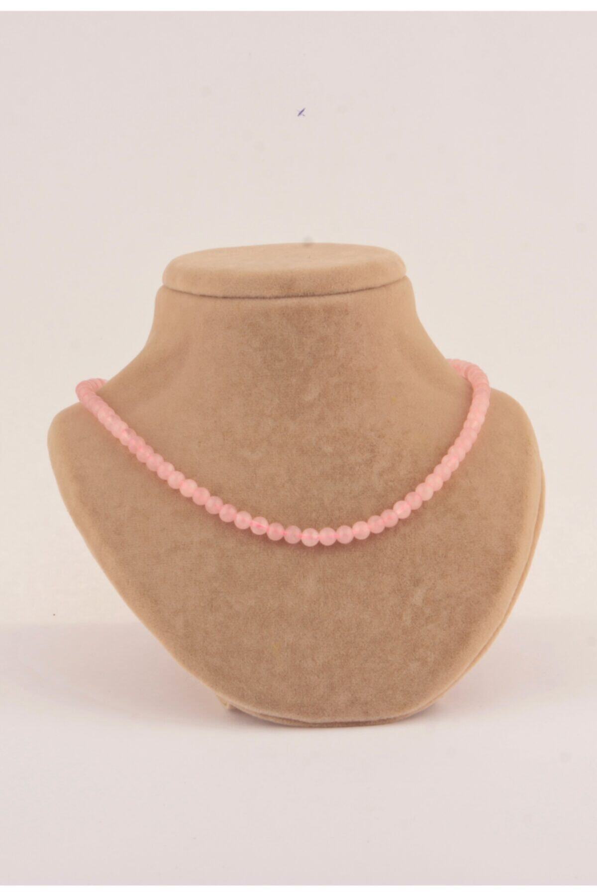 Sertifikalı Pembe Kuvars 6mm Kolye (DÜĞÜMSÜZ)