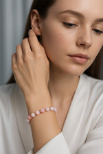 SERTİFİKALI Pembe Opal-Hematit Doğal Taş Bileklik 6-8 mm