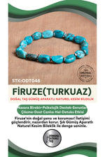 Sertifikalı Firuze(Turkuaz) Doğal Taş Naturel Kesim Gümüş Aparatlı Bileklik ODT046