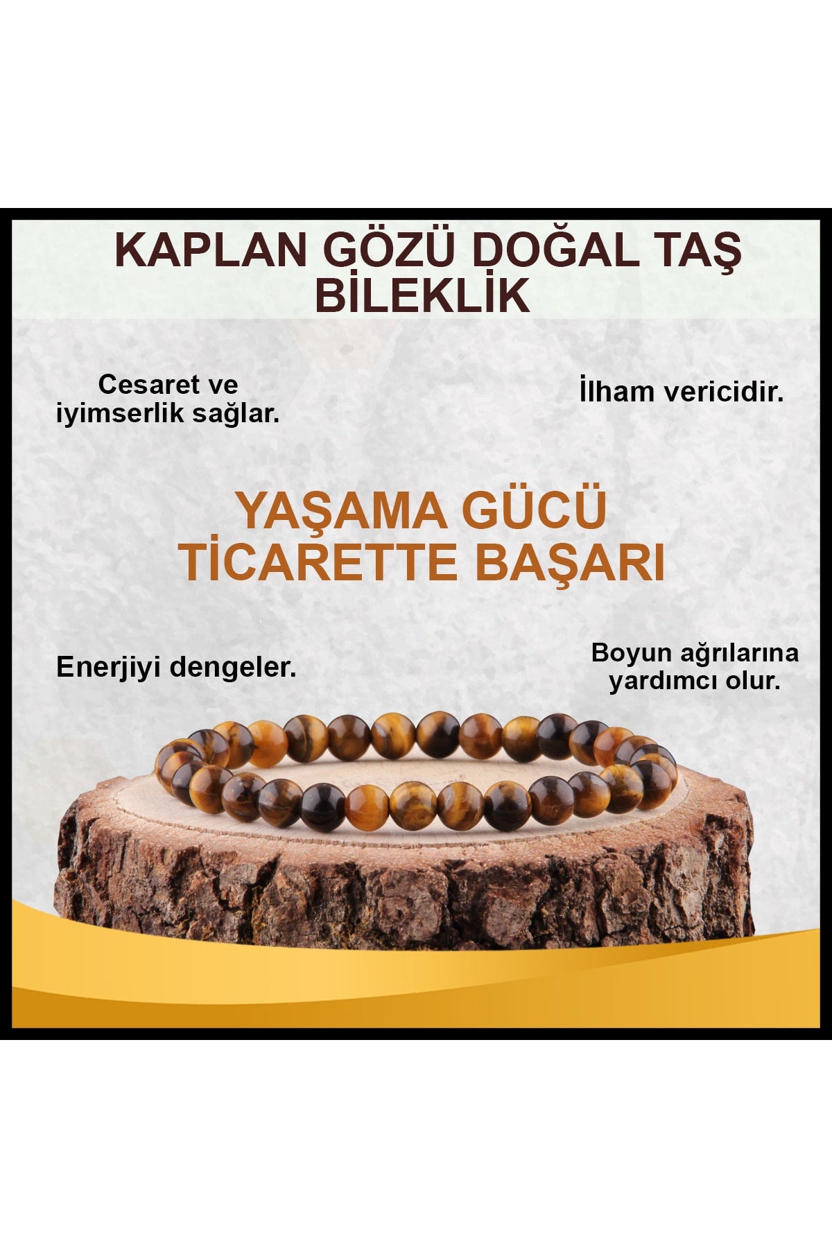 Sertifikalı Kaplan Gözü Doğal Taş Bileklik 6 Mm - B829
