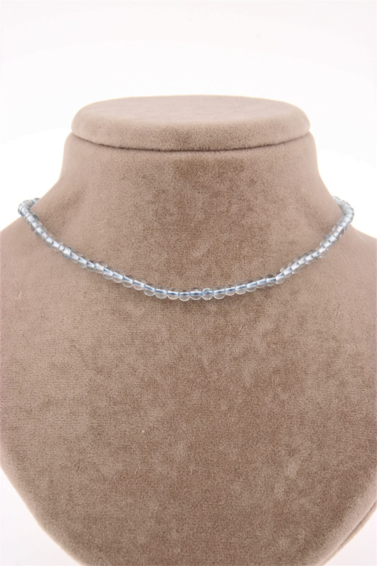 Sertifikalı Mavi Topaz Doğal Taş Kolye4mm