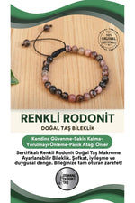 Sertifikalı Renkli Rodonit Doğal Taş Bileklik 20cm - 21cm - 6mm