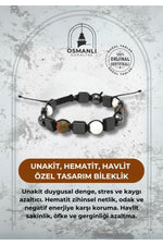 Sertifikalı Unakit - Hematit - Havlit Özel Tasarım Bileklik