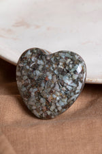 Sertifikalı Larimar Doğal Taş Kalp Obje P053