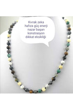 Sertifikalı Krizokol - Labradorit - Kalsit - Havlit - Kaplan Gözü- Obsidyen Doğal Taş Kolye