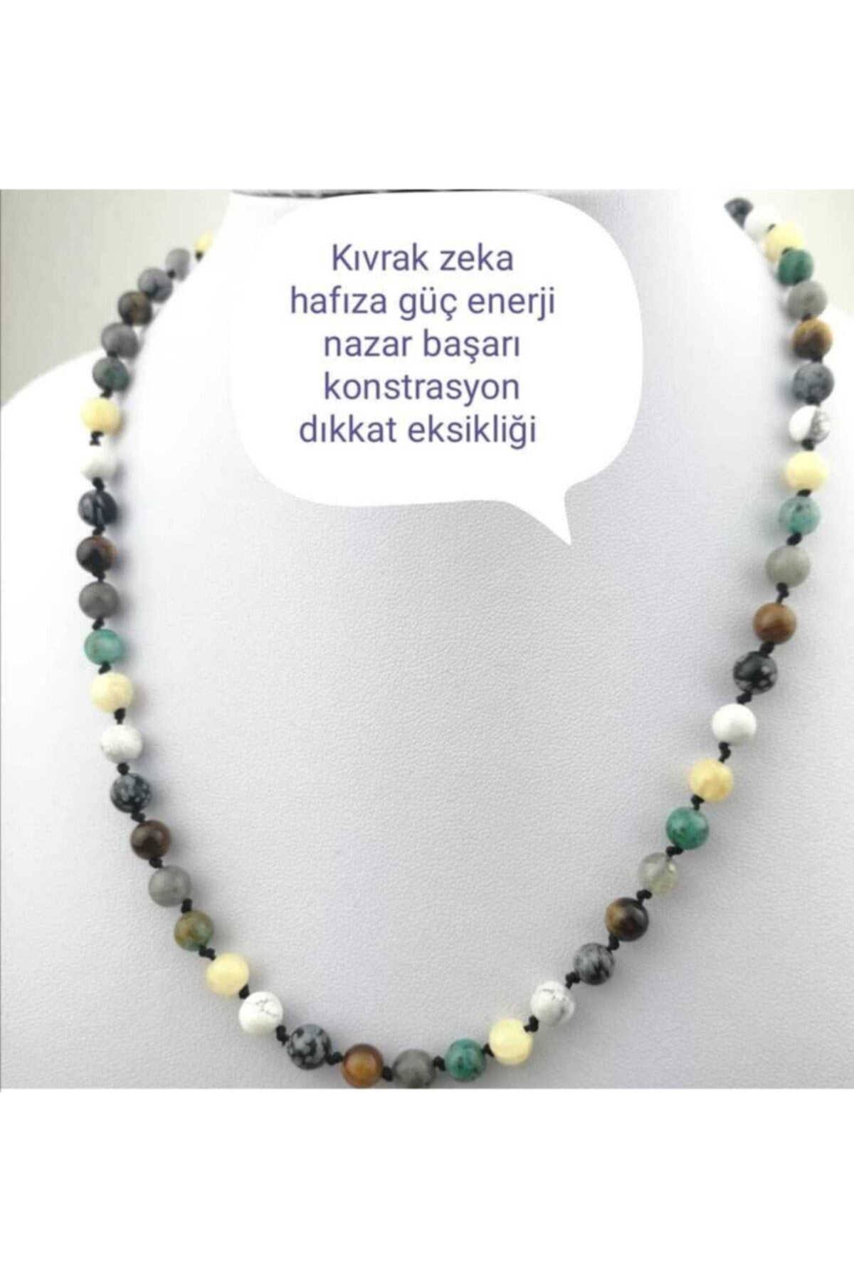 Sertifikalı Krizokol - Labradorit - Kalsit - Havlit - Kaplan Gözü- Obsidyen Doğal Taş Kolye