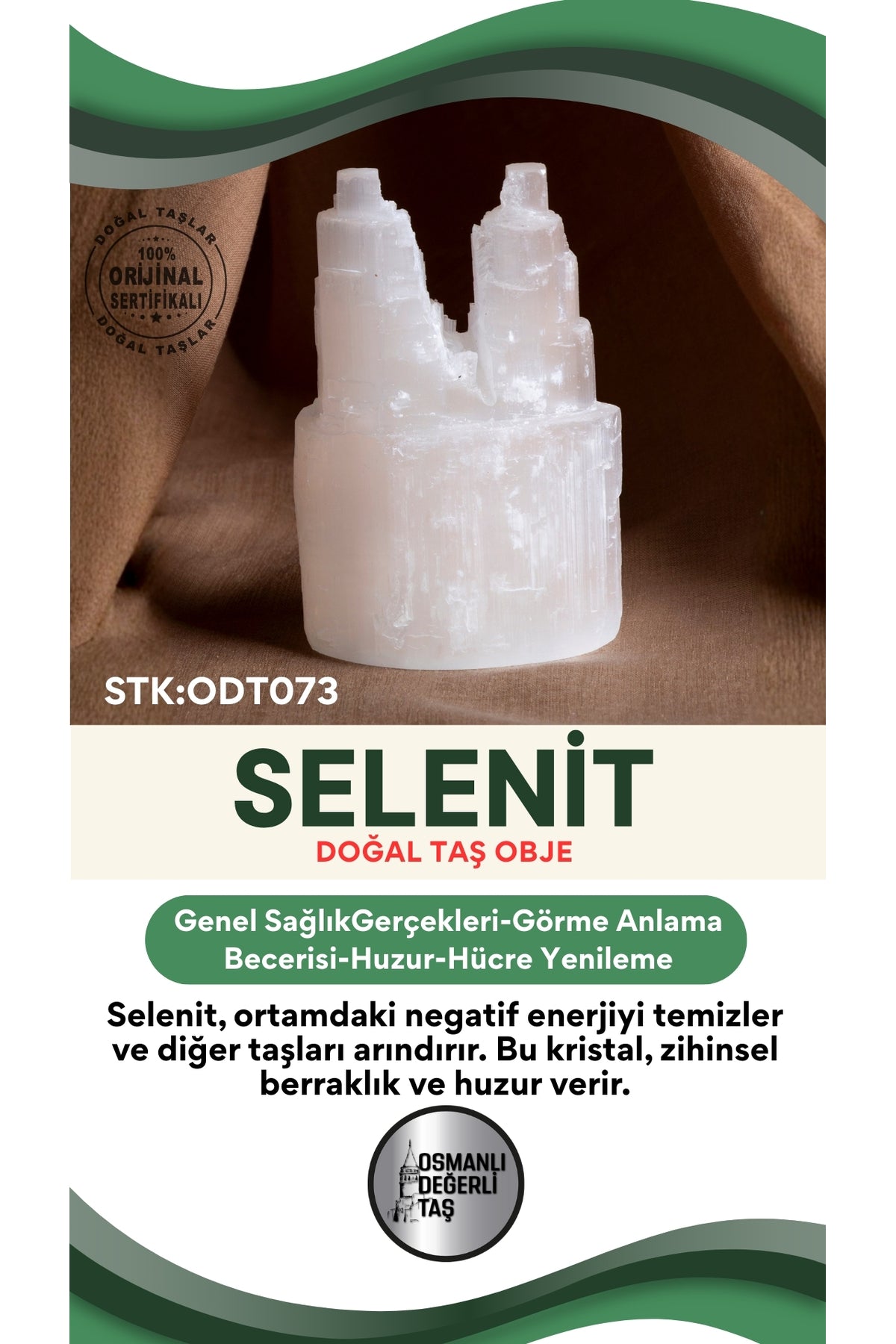 SERTİFİKALI Selenit Doğal Taş Obje ODT073