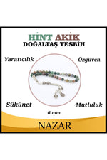 Sertifikalı Hint Akik Doğaltaş Tesbih 6 mm T207