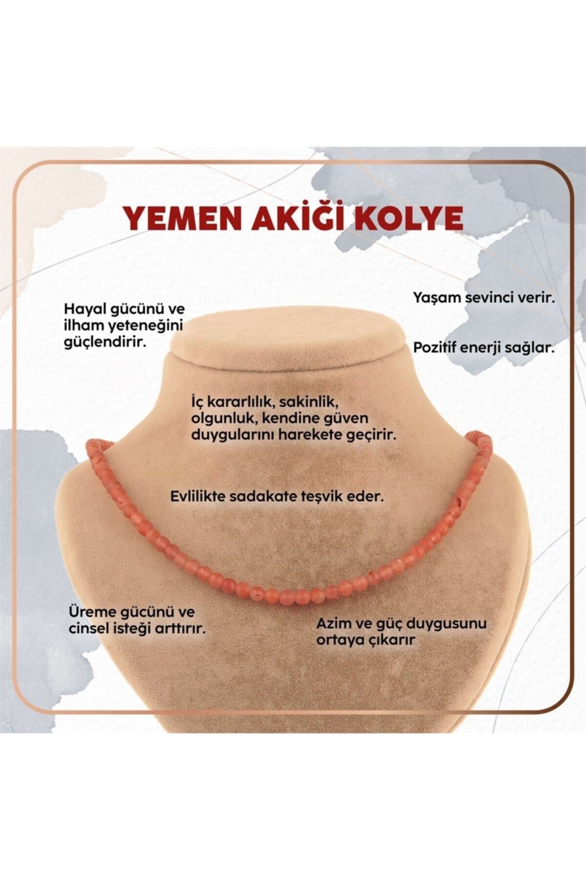 Sertifikalı Yemen Akiği Doğal Taş Kolye - 4mm Turuncu