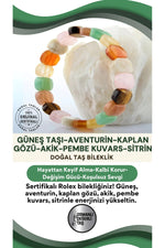 Sertifikalı Özel Tasarım Roleks Bileklik-güneş Taşı-aventurin-k.gözü-akik-p.kuvars-sitrin