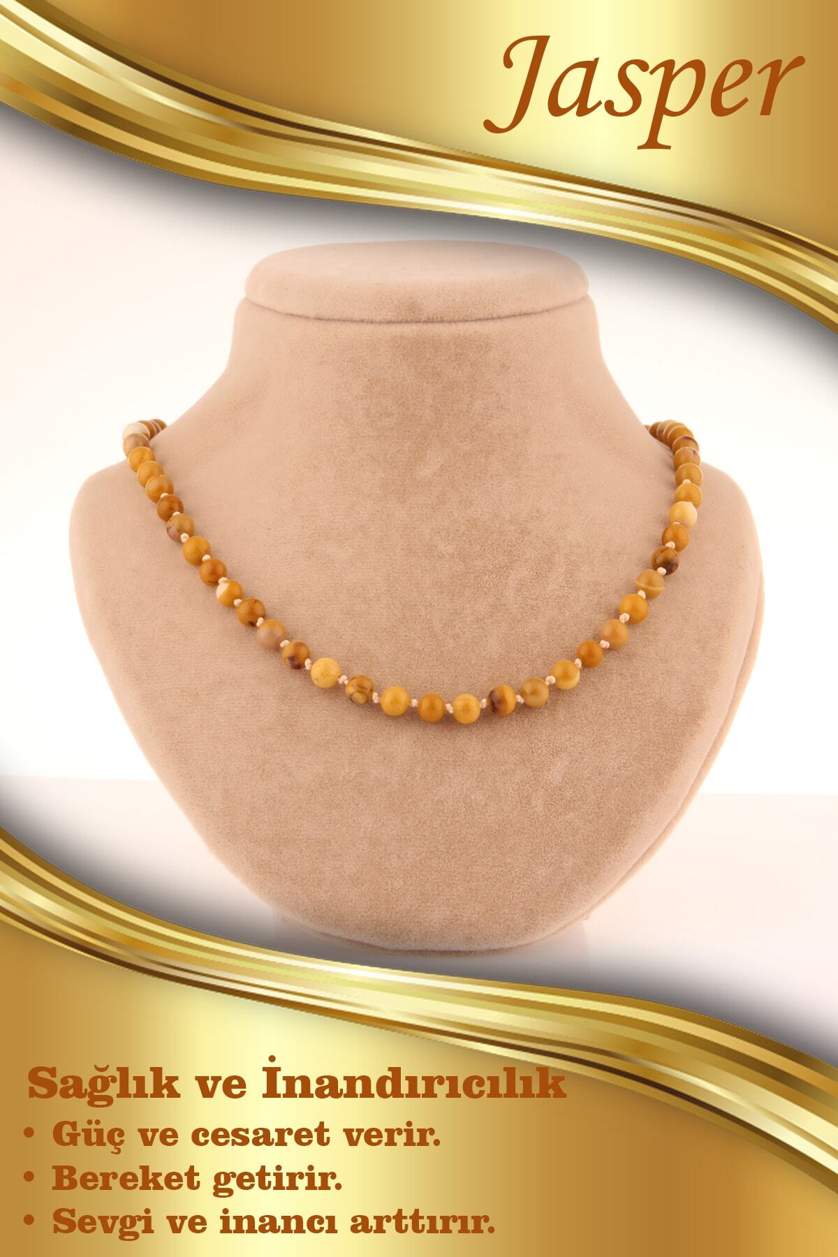 Sertifikalı Jasper 6mm Düğümlü Kolye