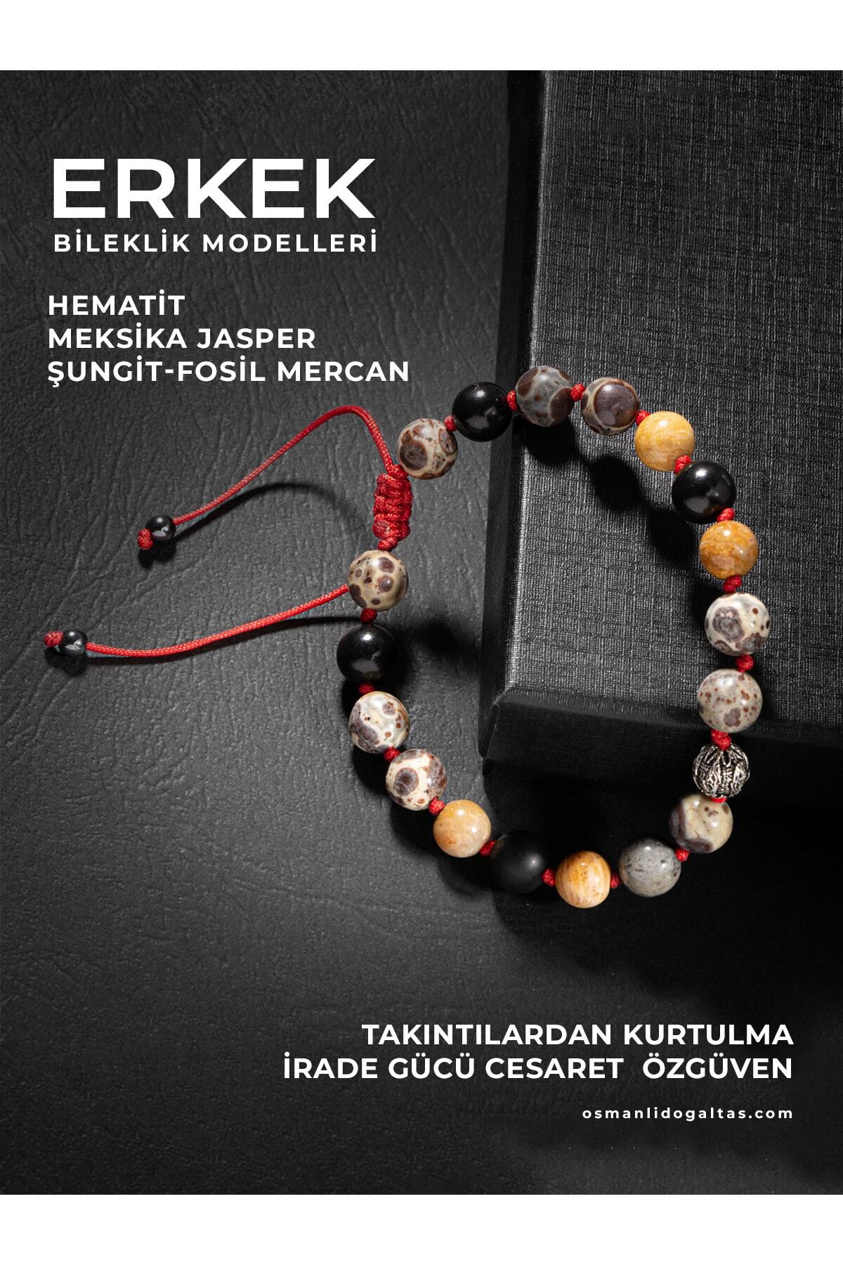 SERTİFİKALI JASPER FOSİL MERCAN LAV DOĞAL TAŞLI ÖRGÜ 925 AYAR GÜMÜŞ TASARIM BİLEKLİK