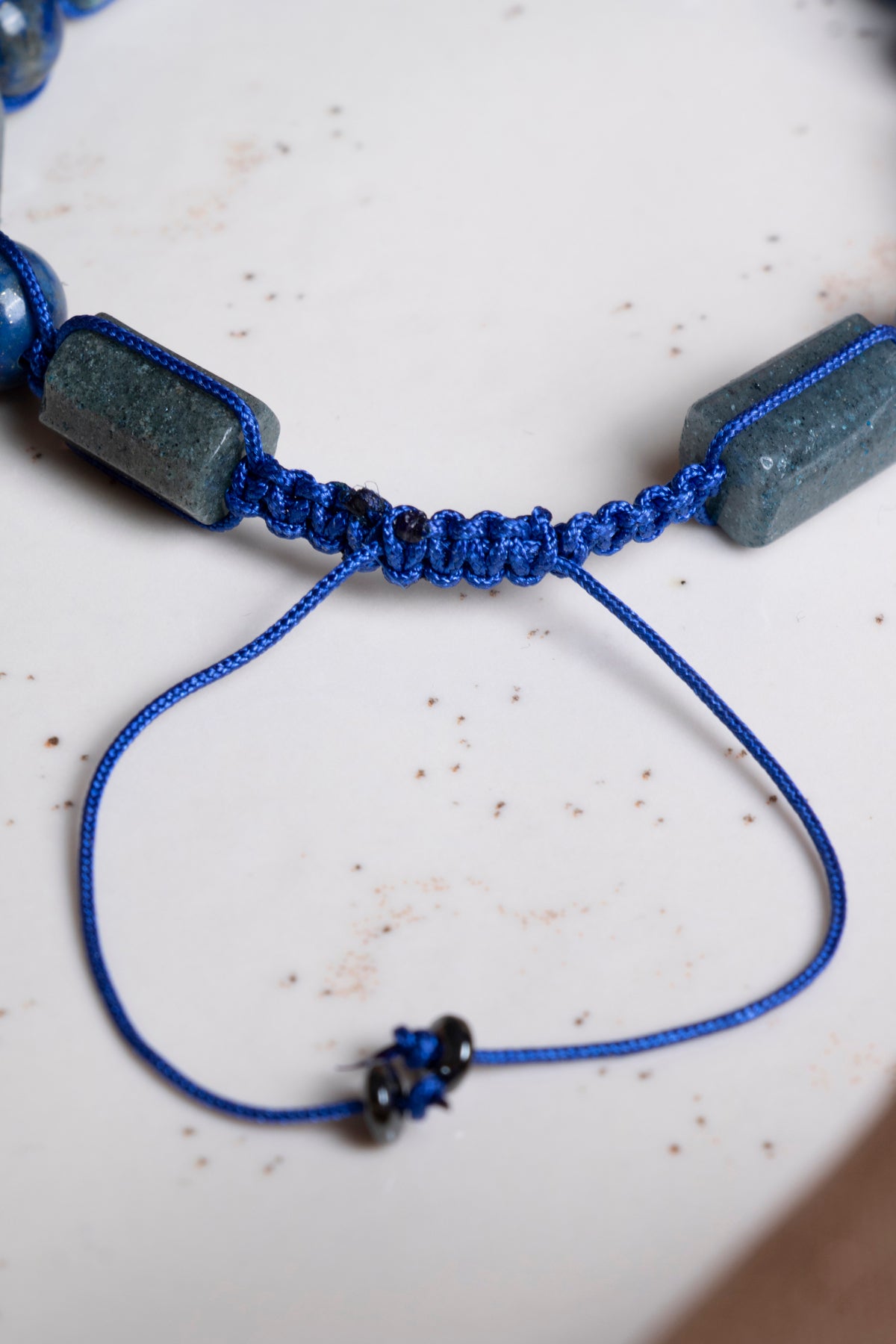 SERTİFİKALI Dumortierite- Lapis Lazuli Doğal Taş Ayarlanabilir Makrome Bileklik