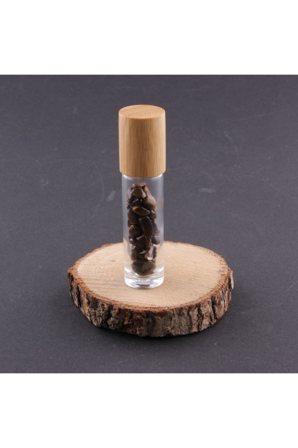 Sertifikalı Kaplan Gözü Taşı Doğal Taş Yüz Ve Cilt Esans Ve Yağ Şişesi - 10 Ml, 8 Cm Bambu Kapak
